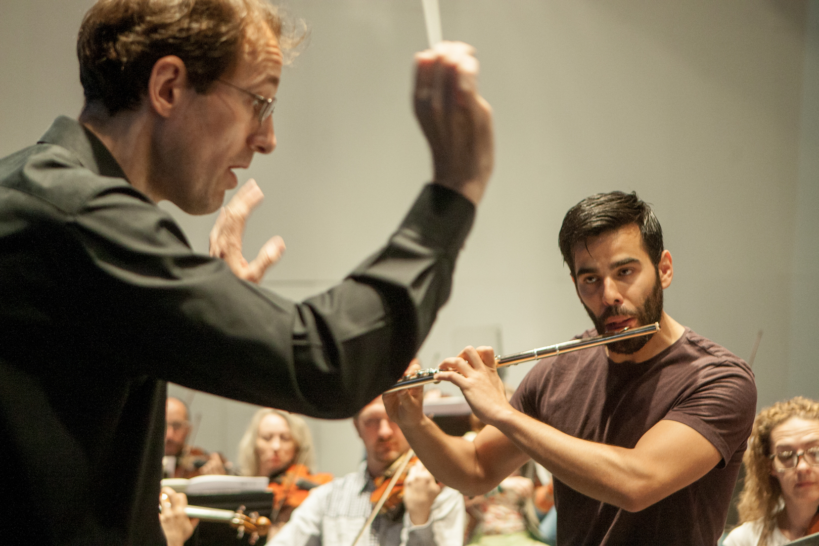 Oex, Orquesta de Extremadura, Ensayos en el Palacio de Congresos. Francisco López flauta
Pablo González director